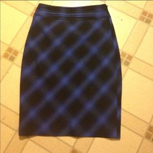 Black and Blue Plaid Pencil Skirt